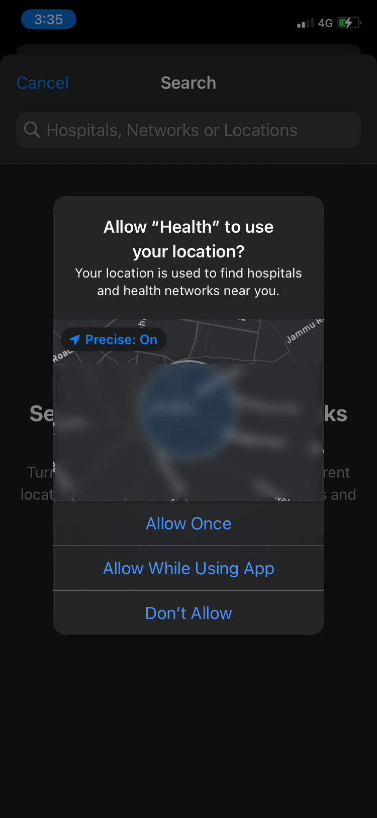 Option to allow location services in the Health app