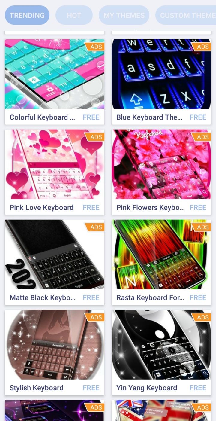 keyboard themes app list screenshot