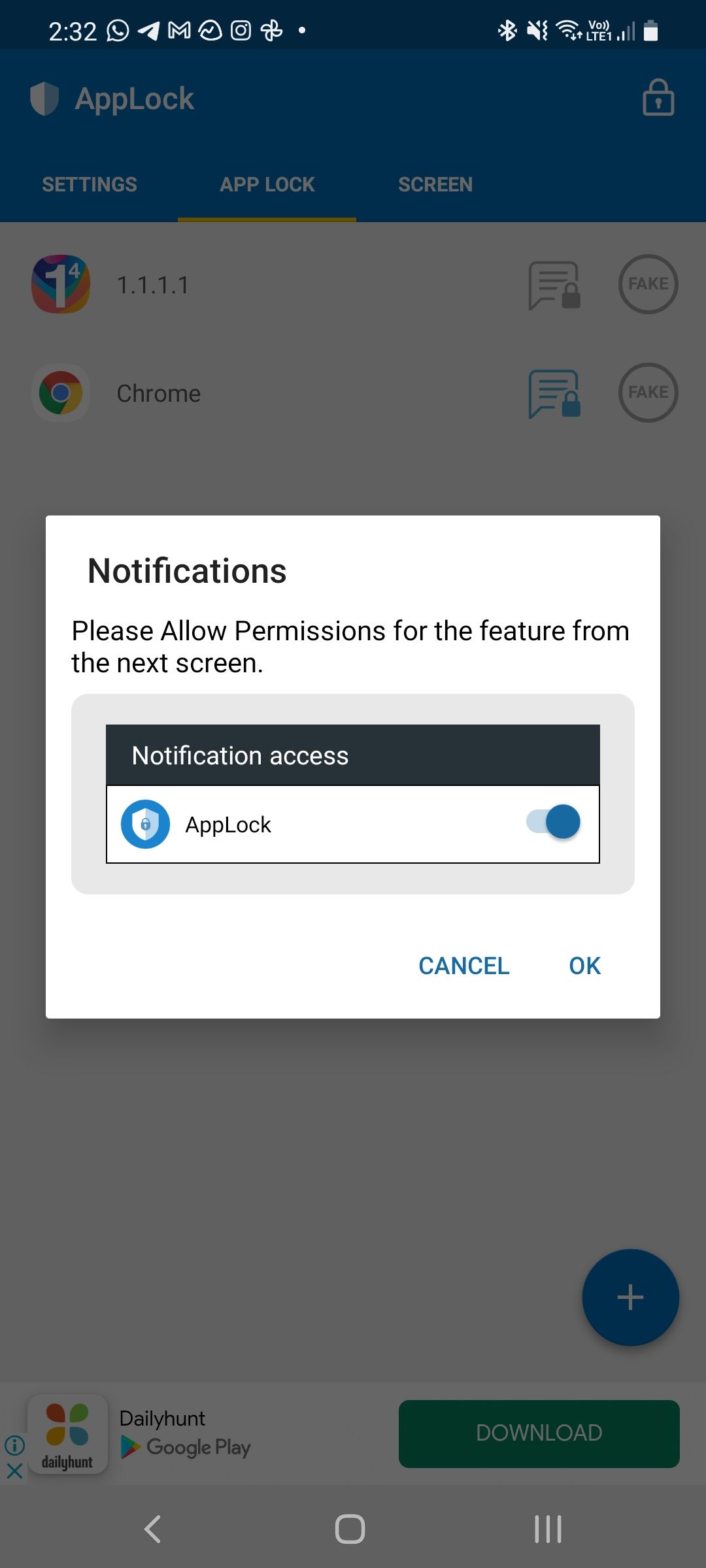 Notification Access for App Lock