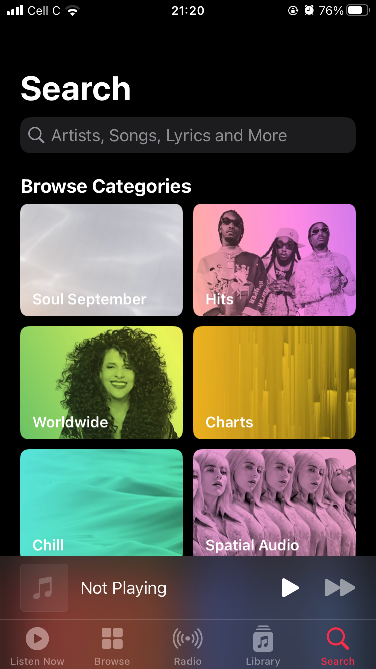 screenshot showing apple music landing page