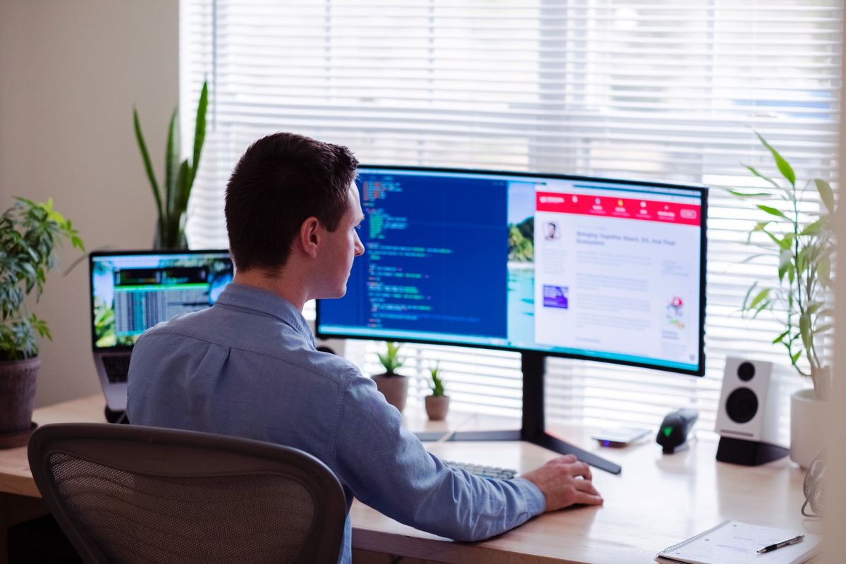 A man working on his computer