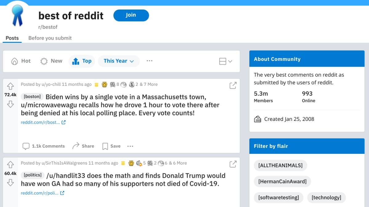r/BestOf collects the best Reddit comments, letting other redditors upvote them for more discoverability