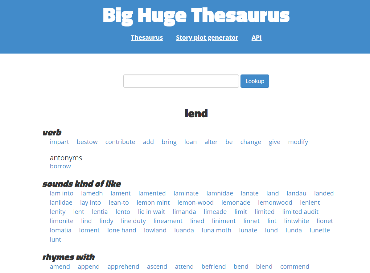 Big Huge Thesaurus screenshot