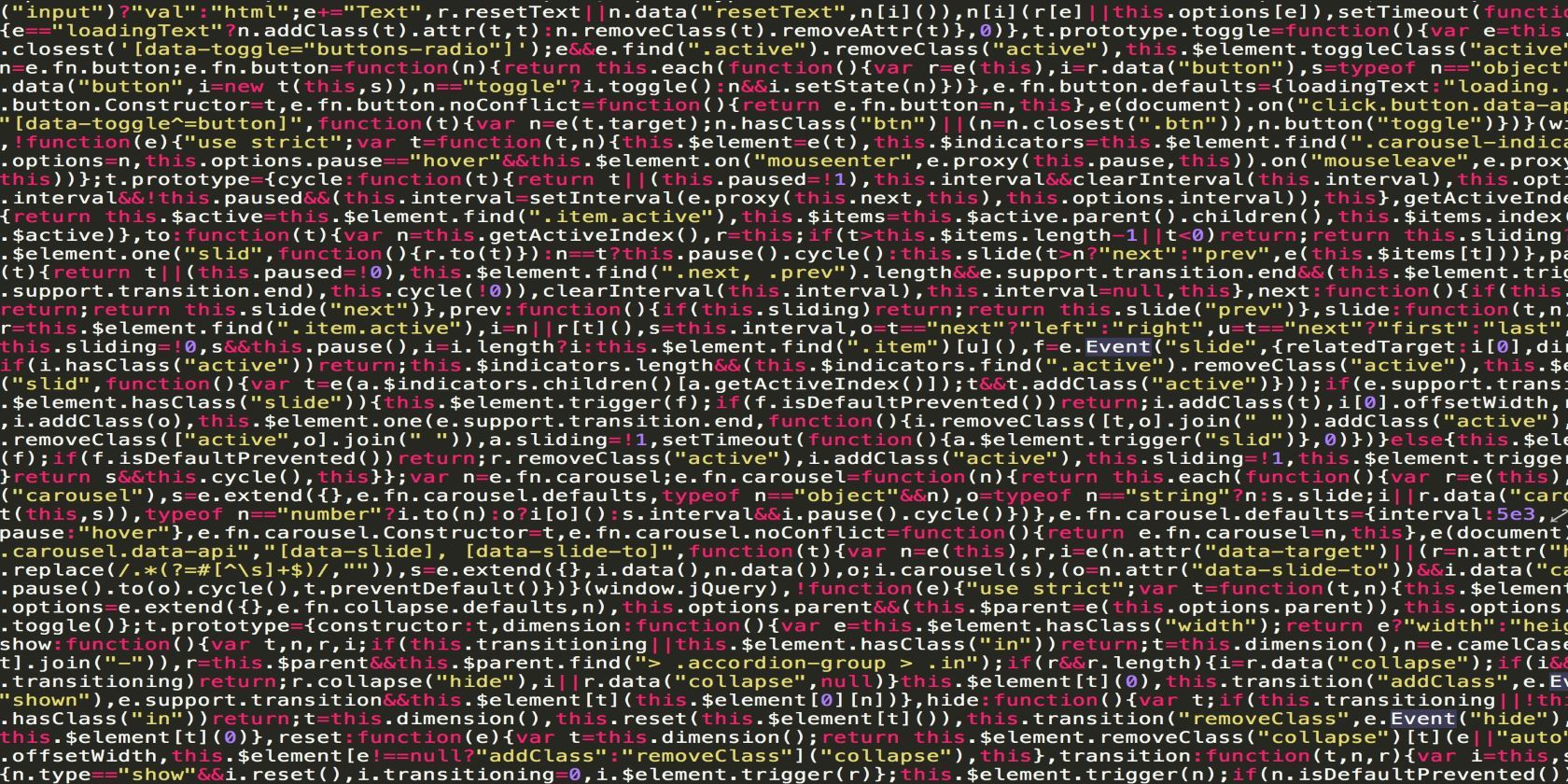 Block of code on a screen