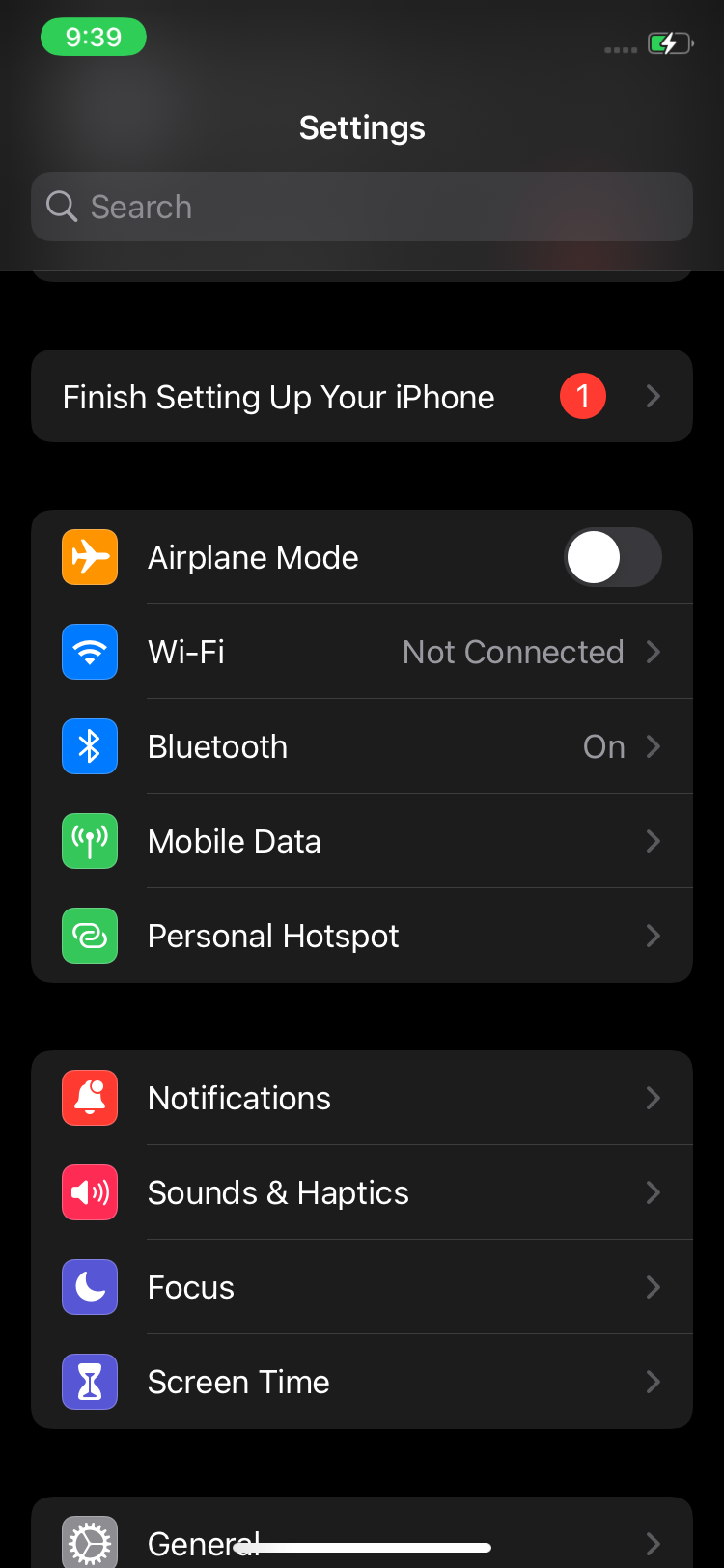 bluetooth in settings