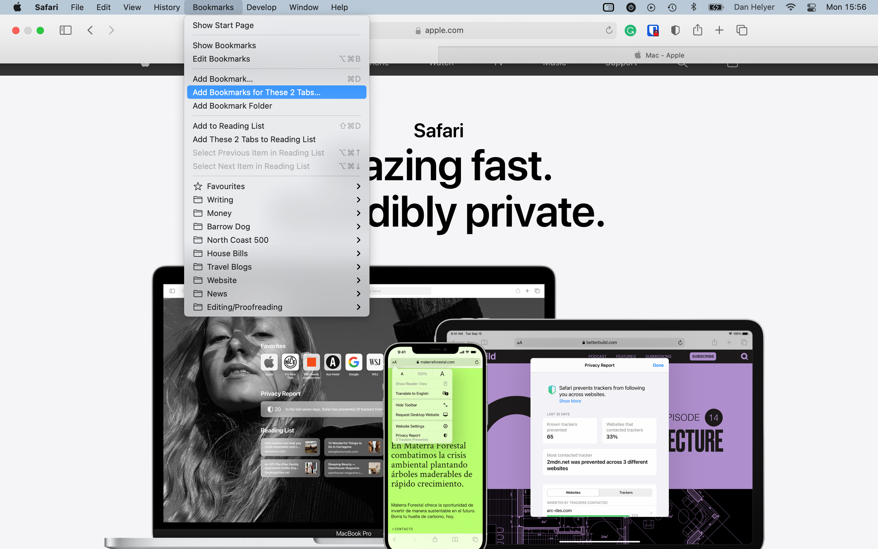 bookmark in safari on mac