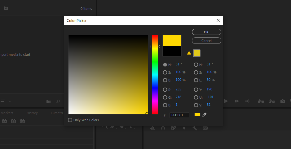 color picker premiere pro - Come creare supporti sintetici in Premiere Pro