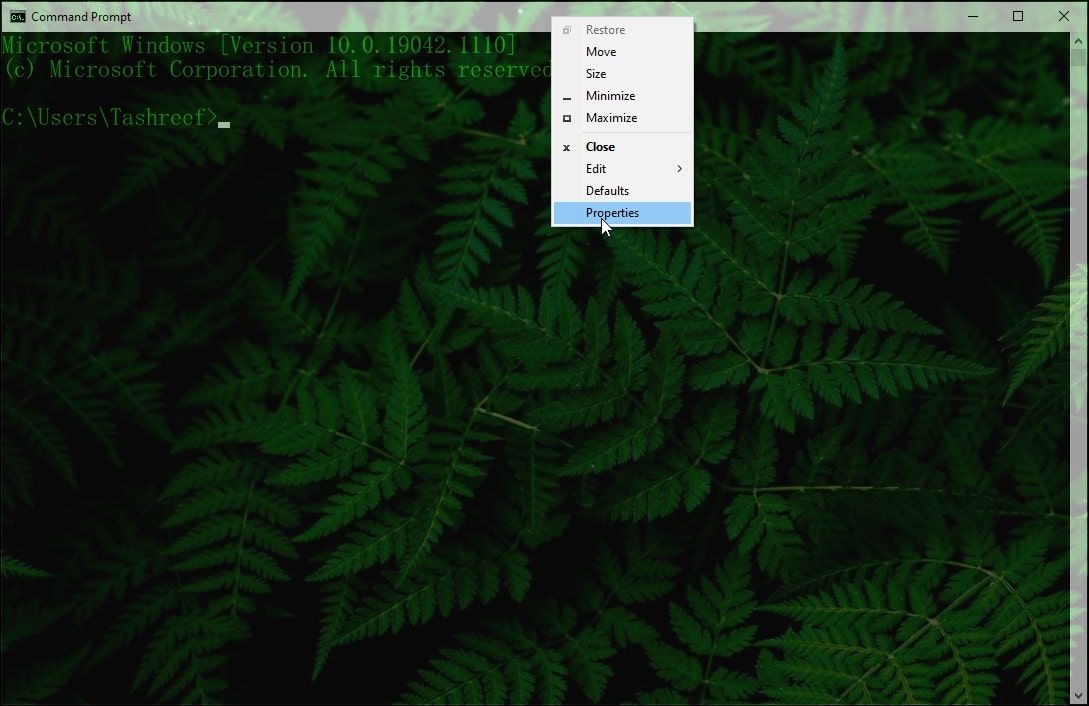 command prompt properties
