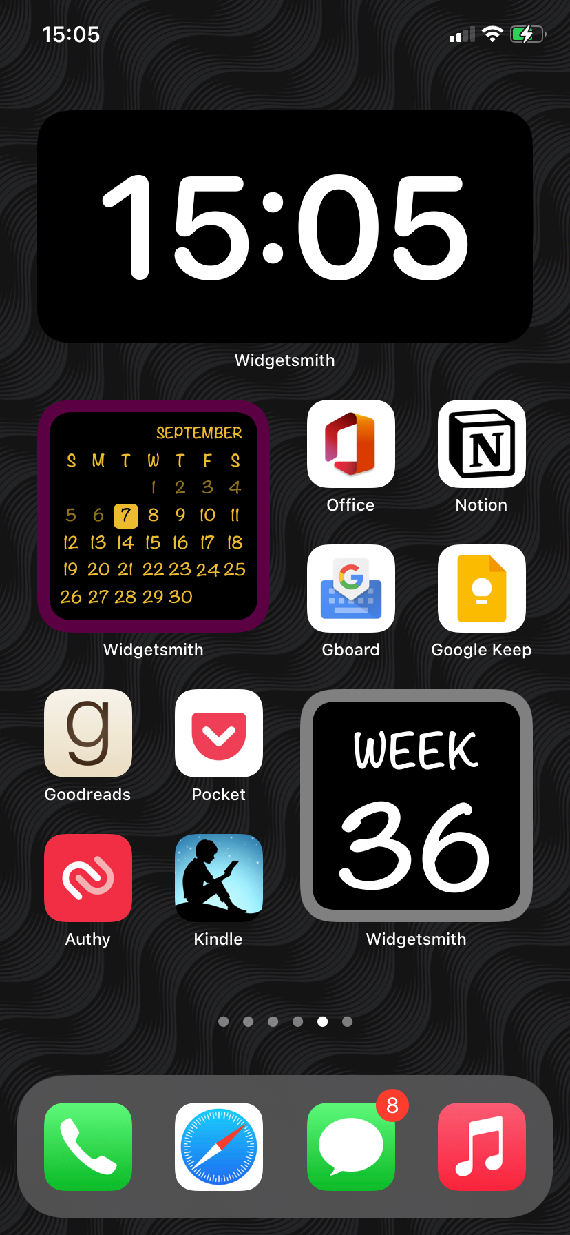 iOS Home screen with custom widgets