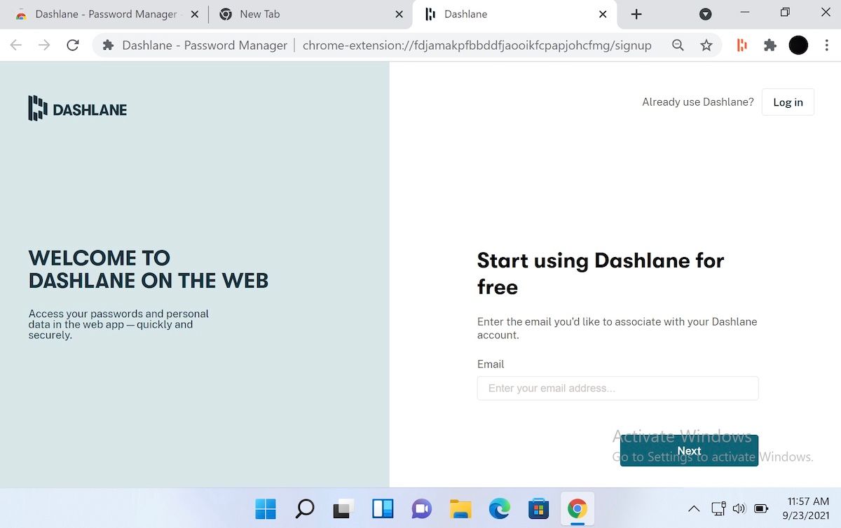 dashlane account registration page 