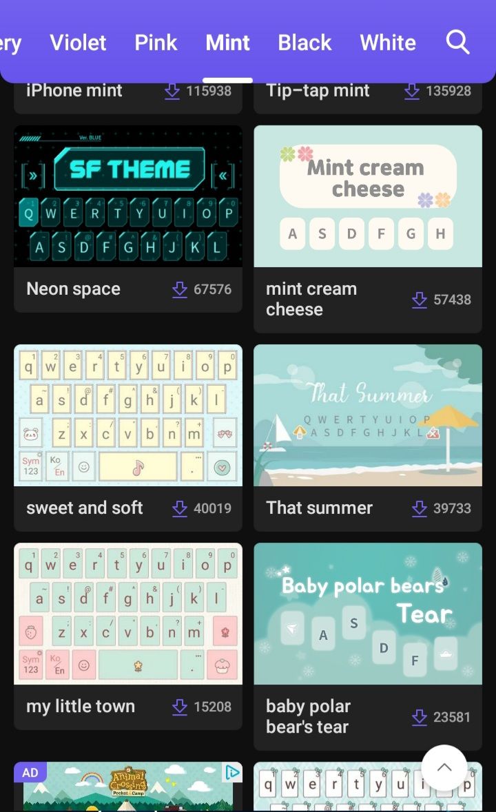 design keyboard app list screenshot
