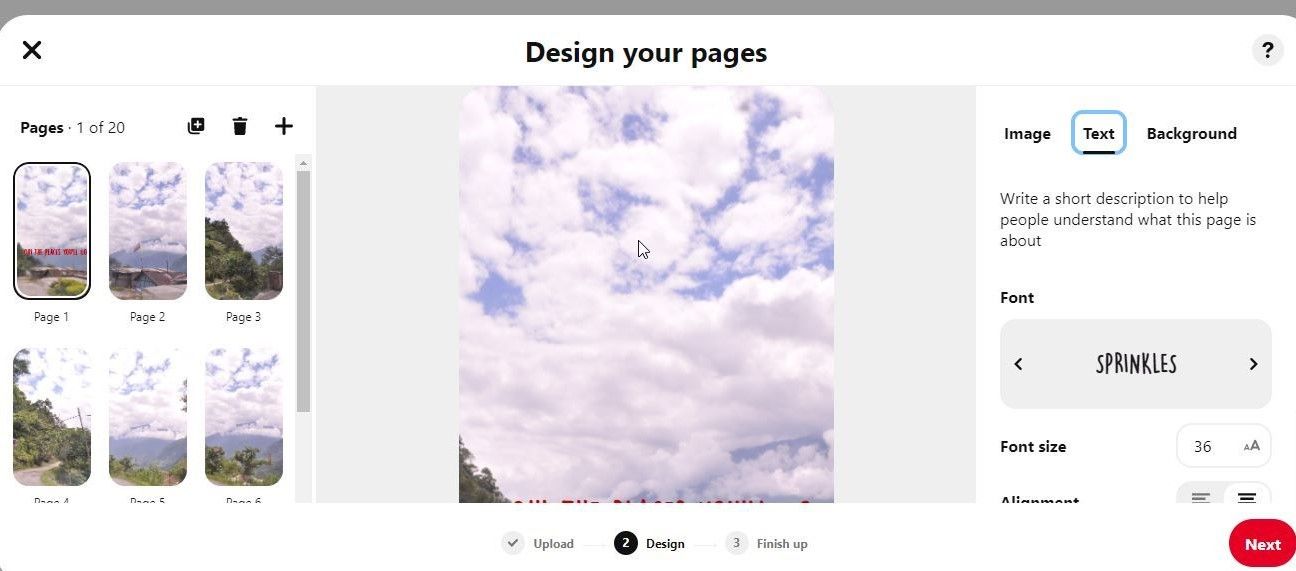 Design your pages Idea Pins