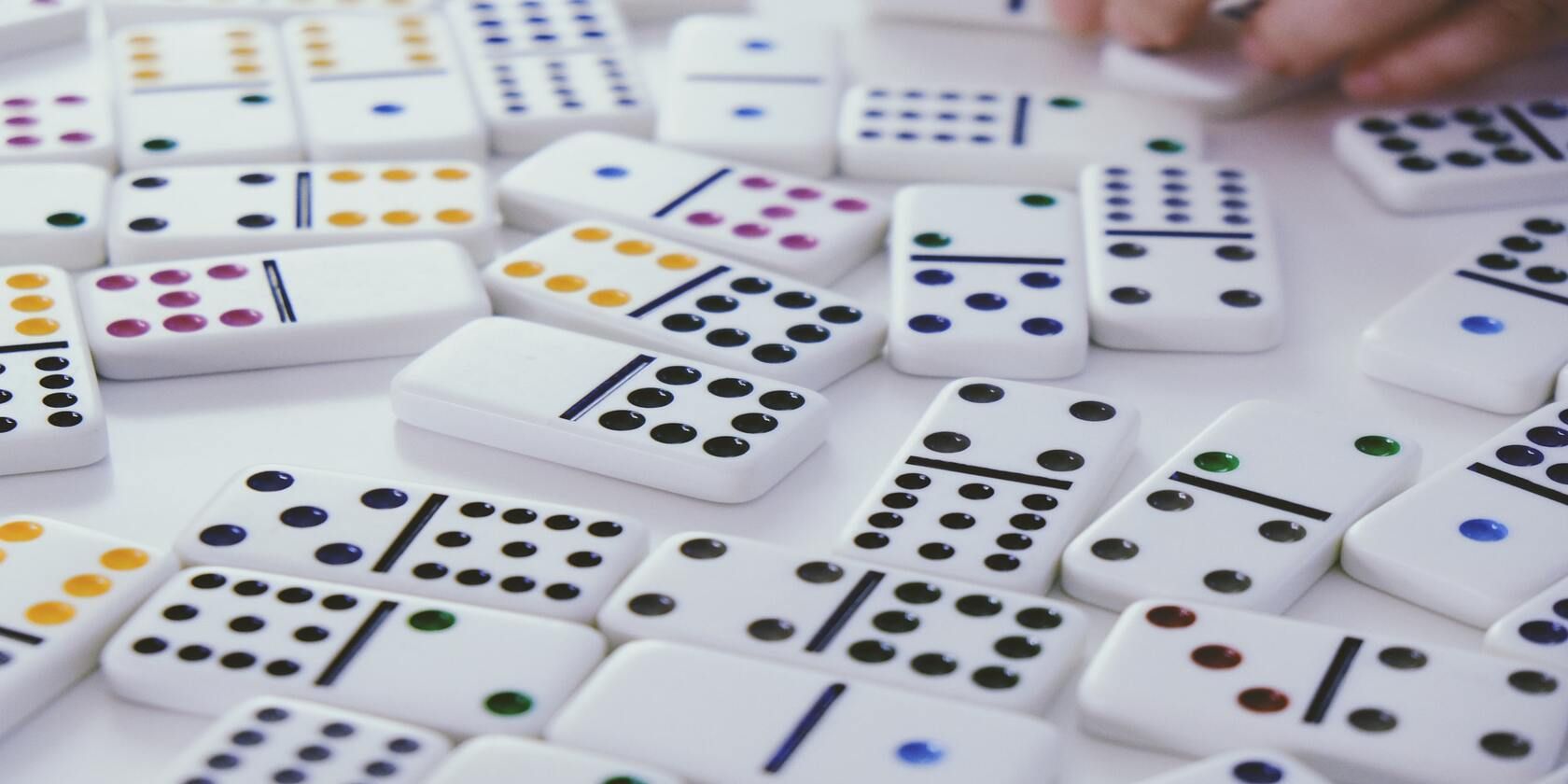 Several dominoes showing different combinations of points