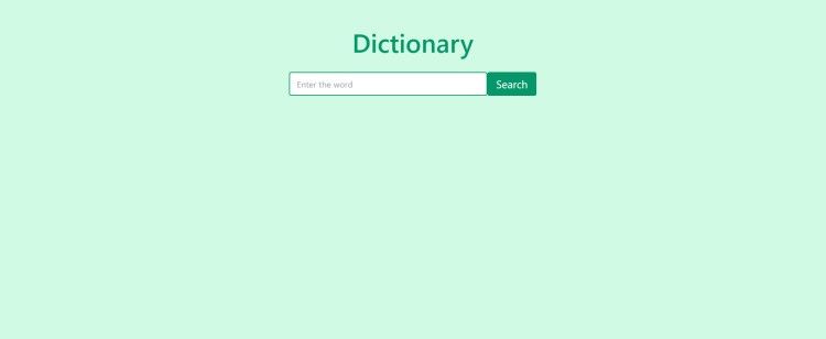 Front end layout of the dictionary project