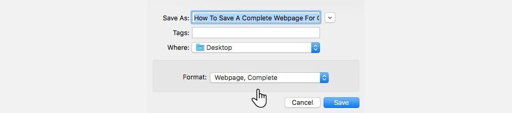 Downloading a webpage in Chrome will be a similar process.