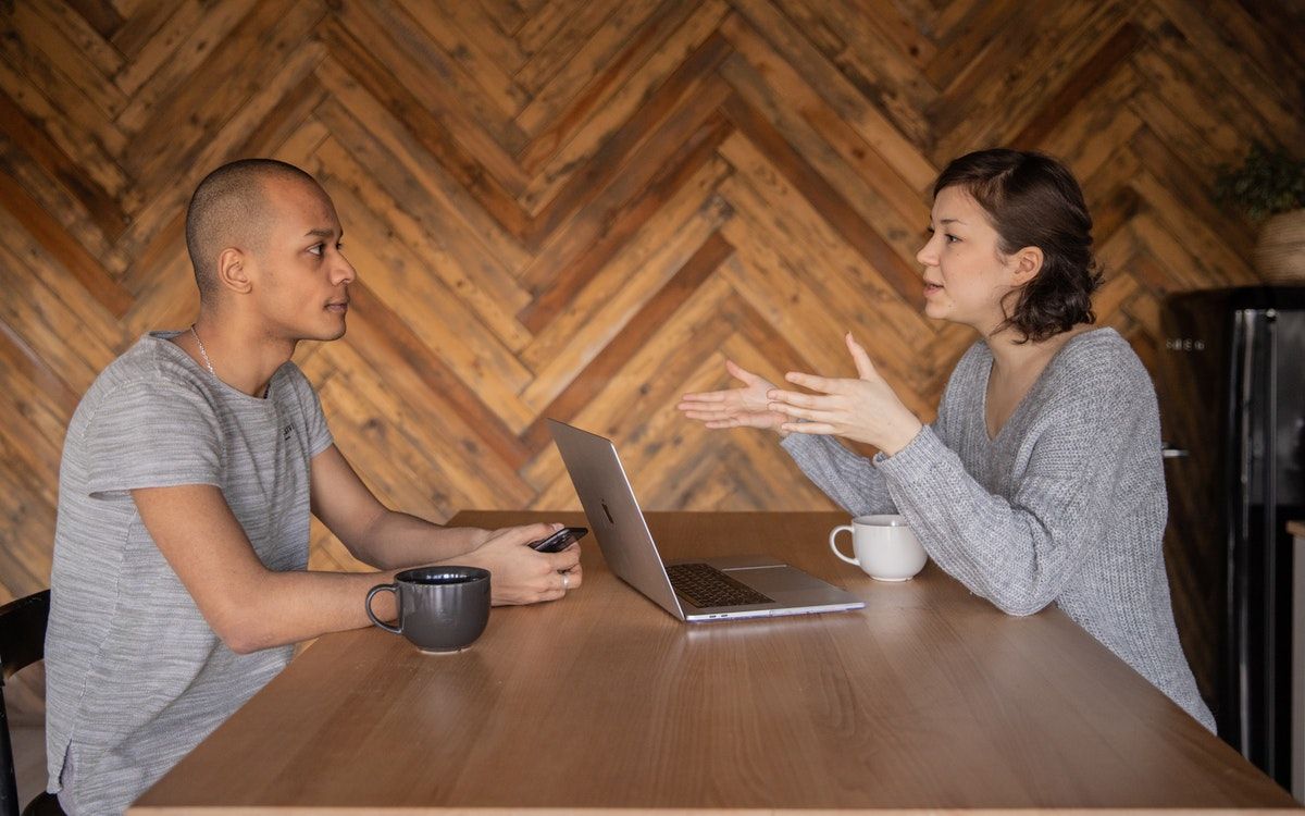 Two people having a conversation