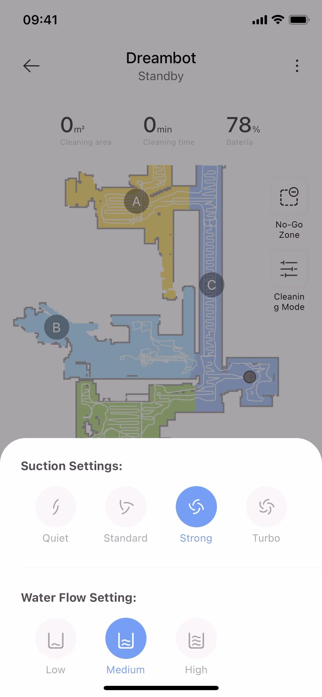 dreamez10 app suction settings