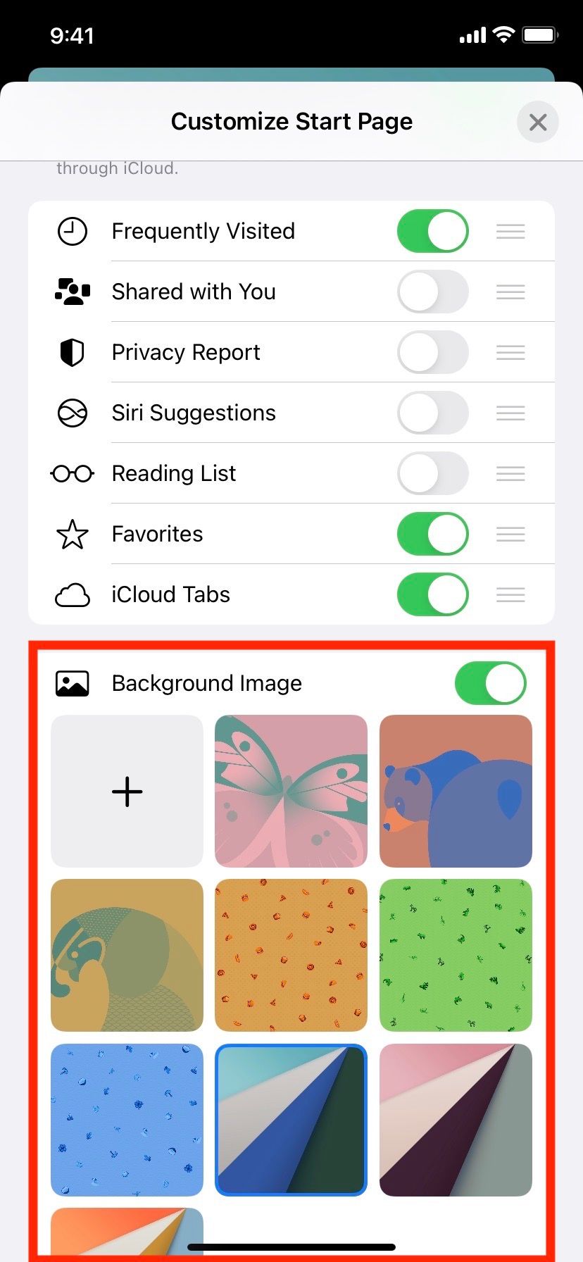 Enable Background Image in Safari on iOS 15