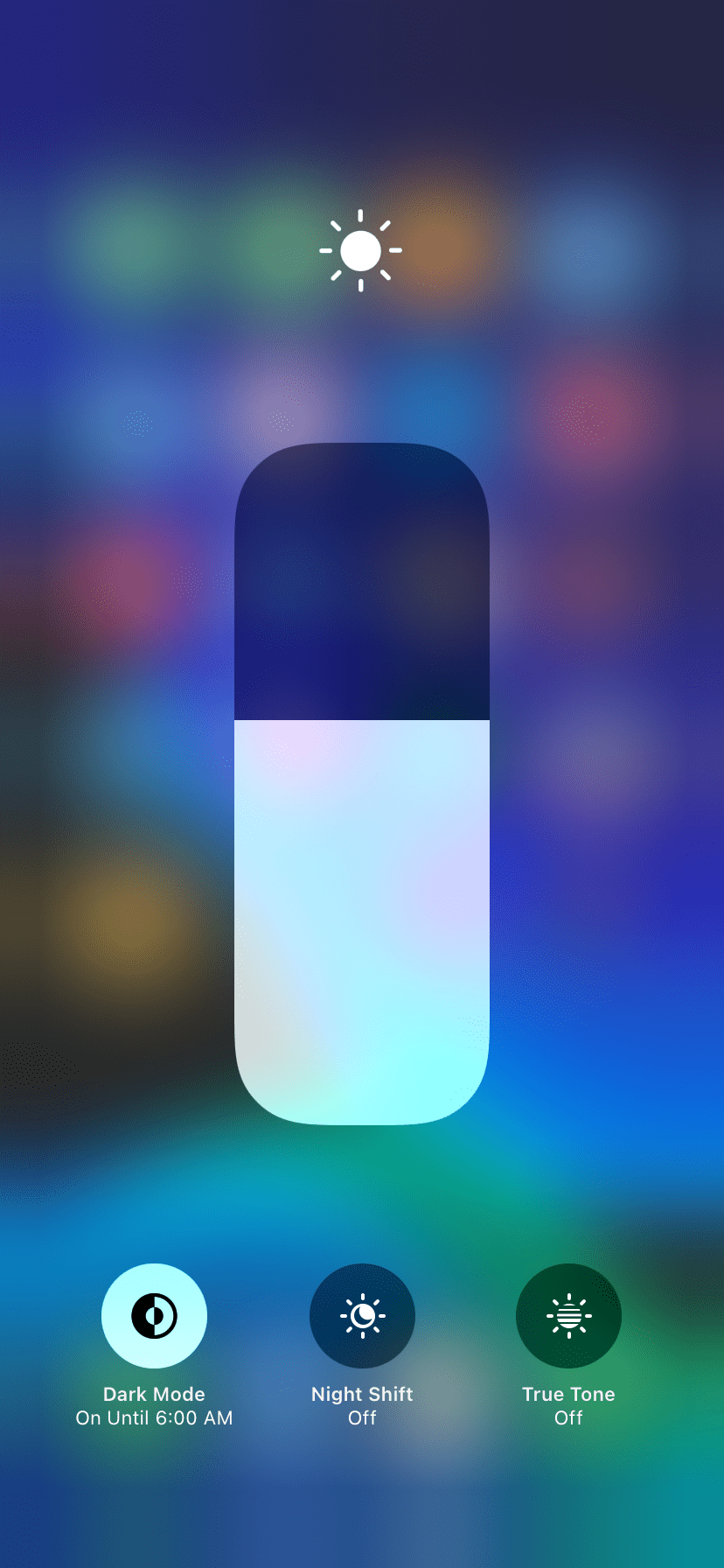 Expanded Control Center Brightness Slider on iPhone