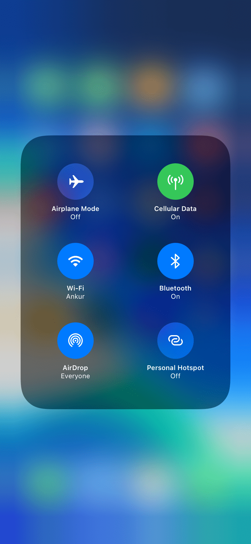 Expanded Settings Control in iPhone Control Center