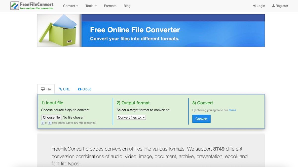 freefileconvert homepage