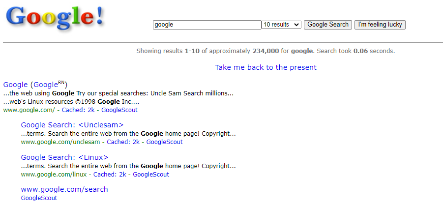 Google in 1998? Let me take a trip down memory lane.