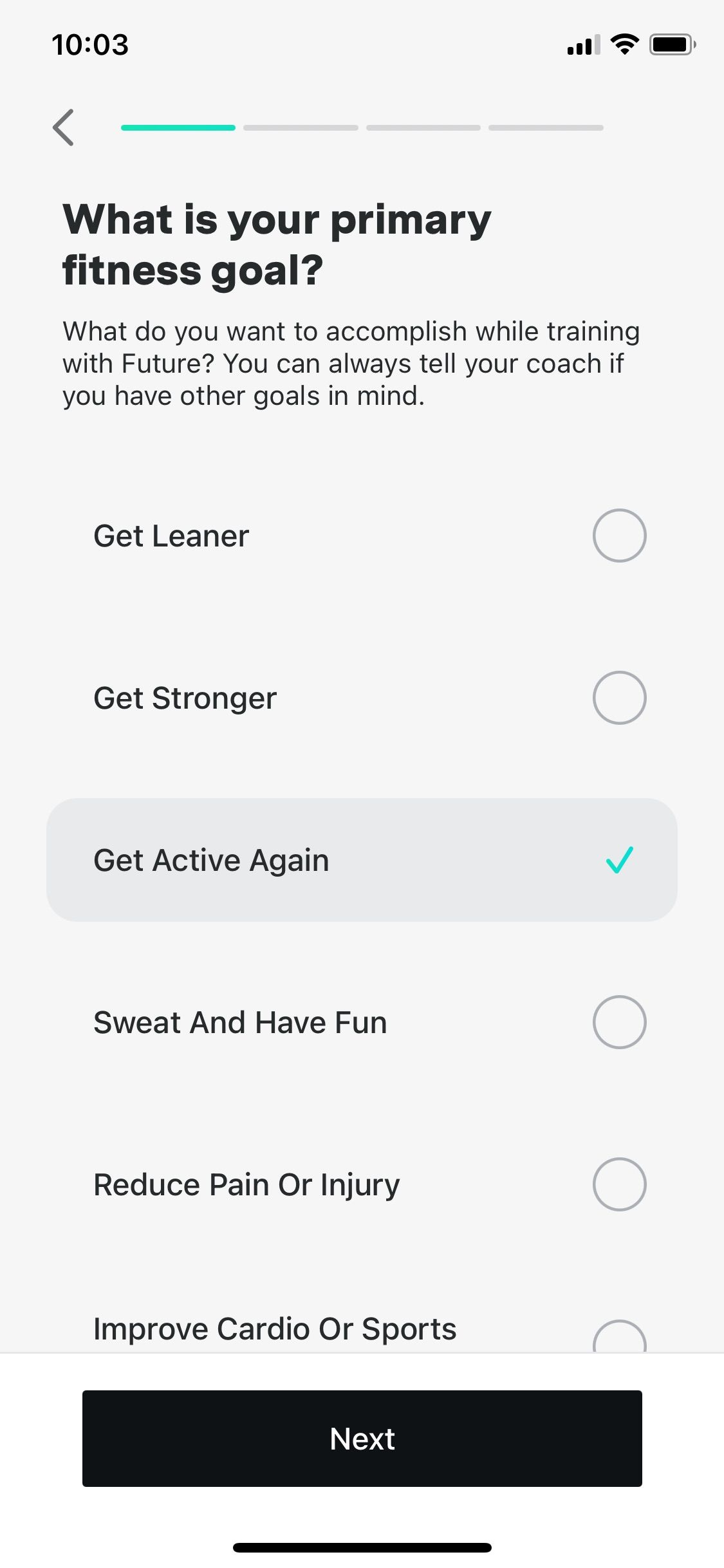 future app fitness questions