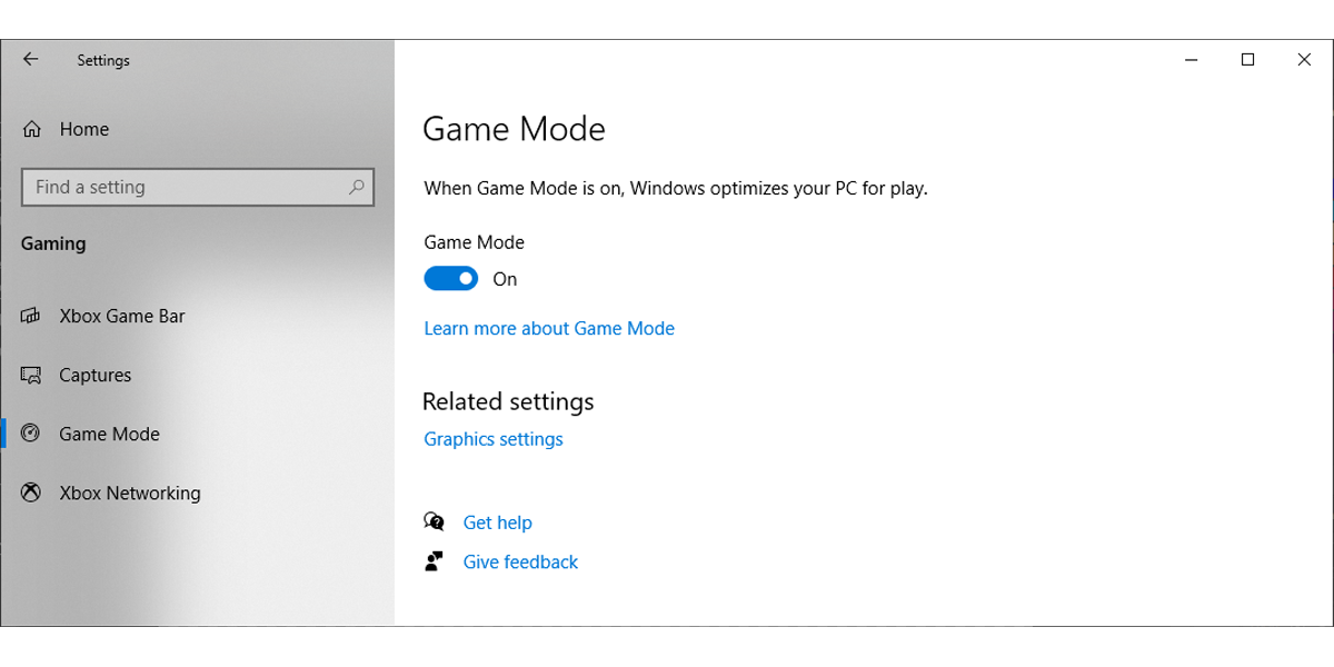 Windows 10 gaming settings