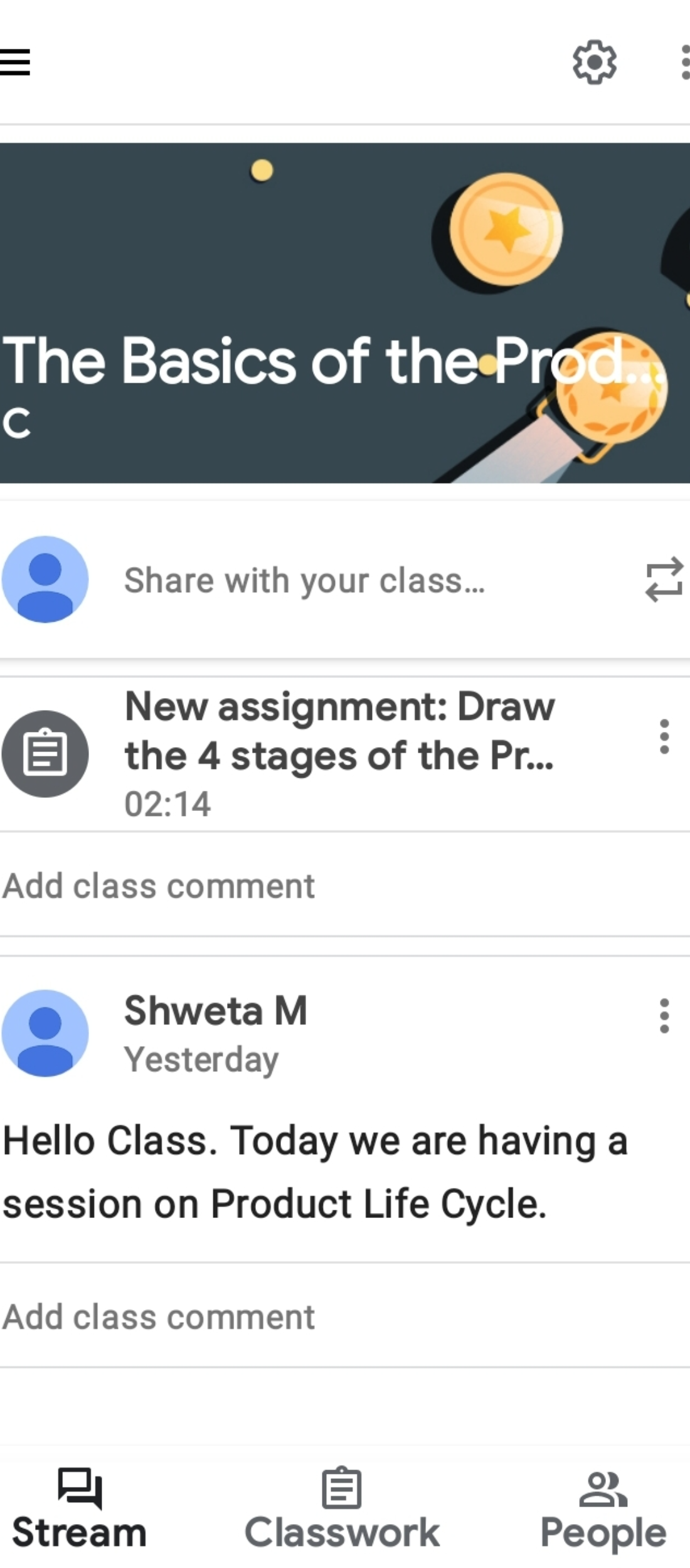 Classroom announcements in google classroom