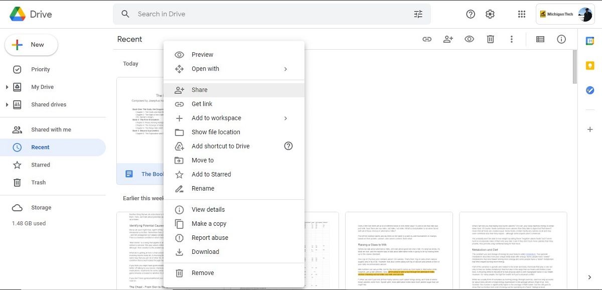 Sharing a closed Doc in Google Drive.