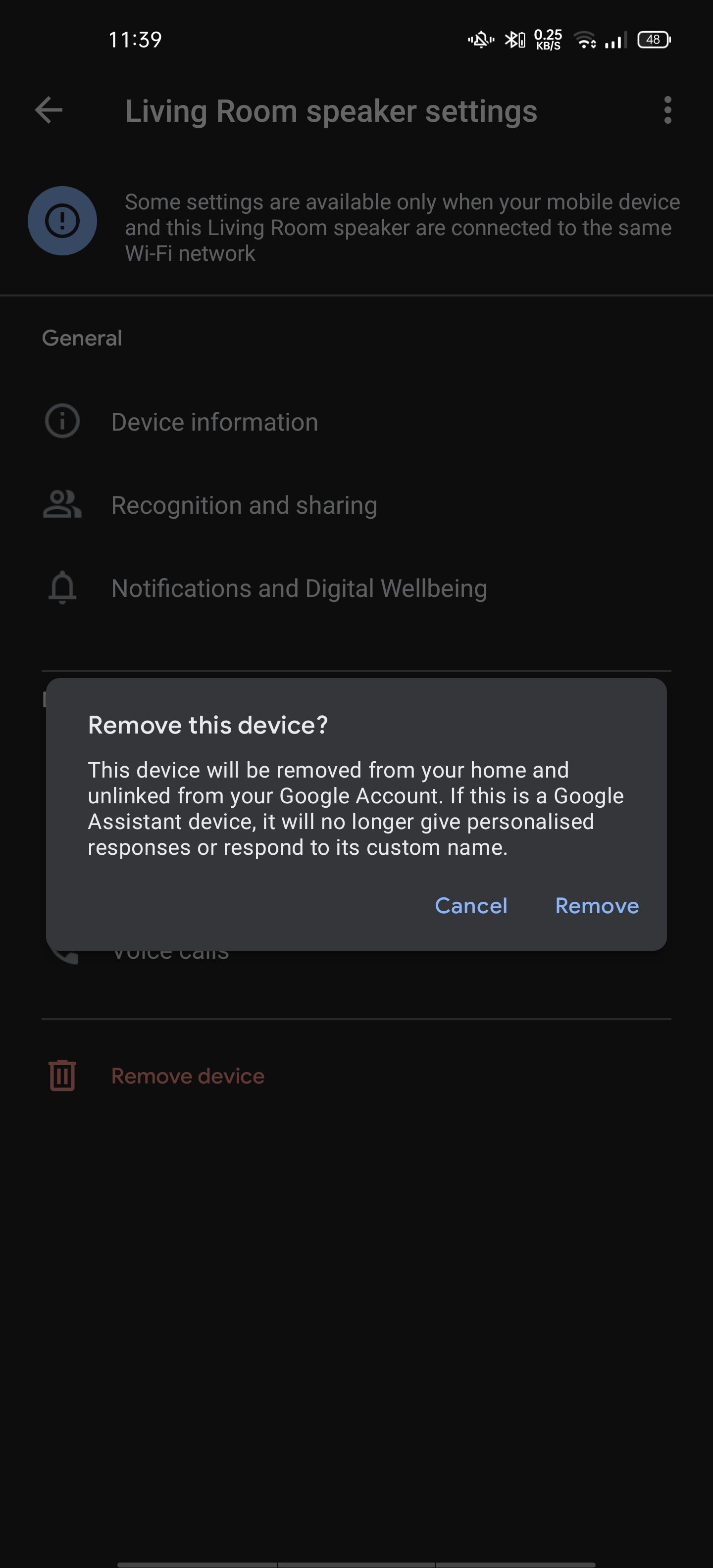 google home remove device