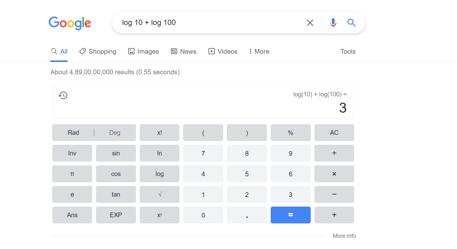 google search to do math