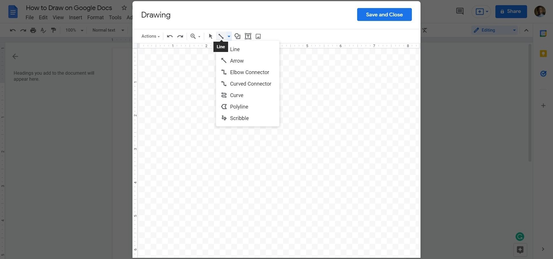 how to use google docs drawing