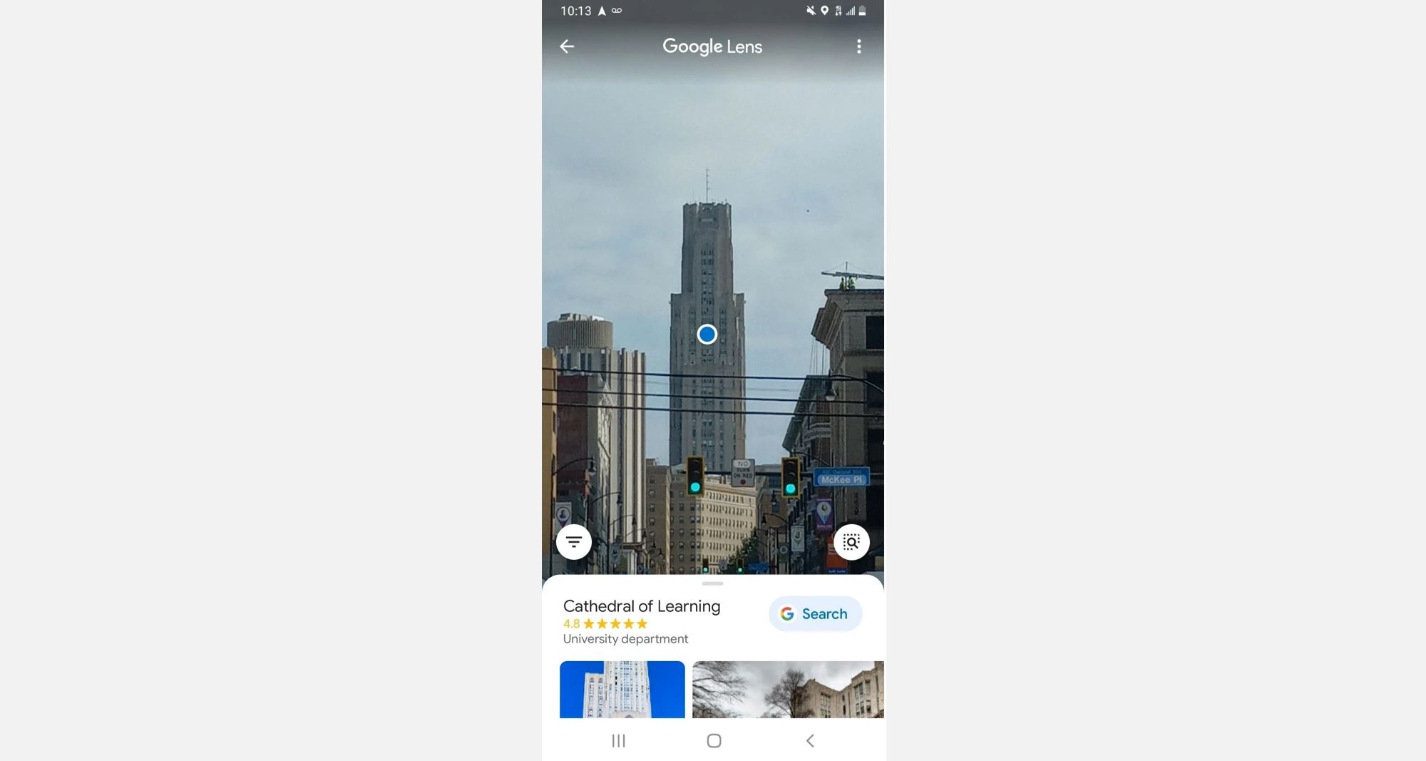 The Google Lens app can identify any building.