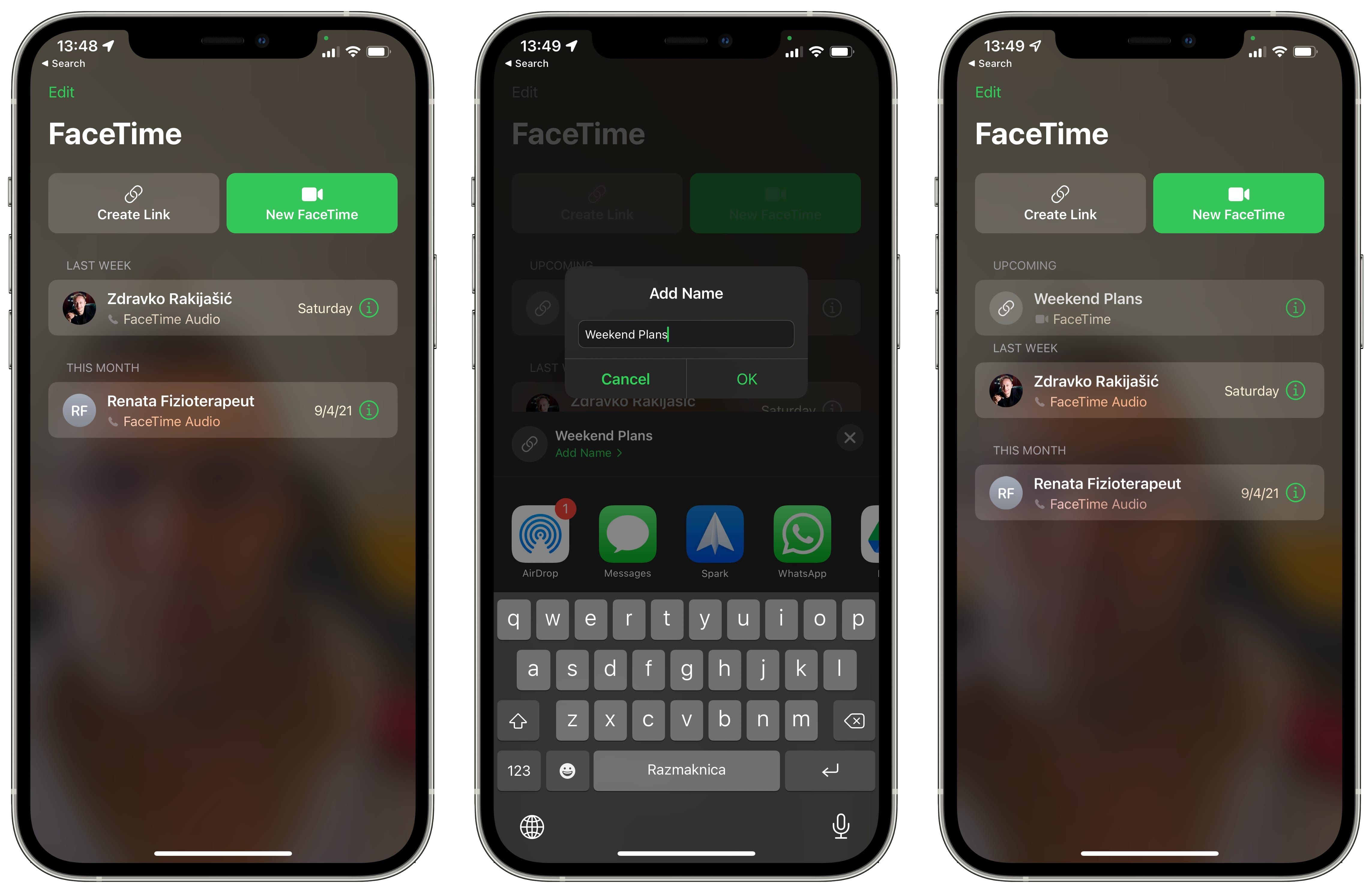 iOS 15 Apple FaceTime create unique web link - Come utilizzare FaceTime con utenti Android e Windows