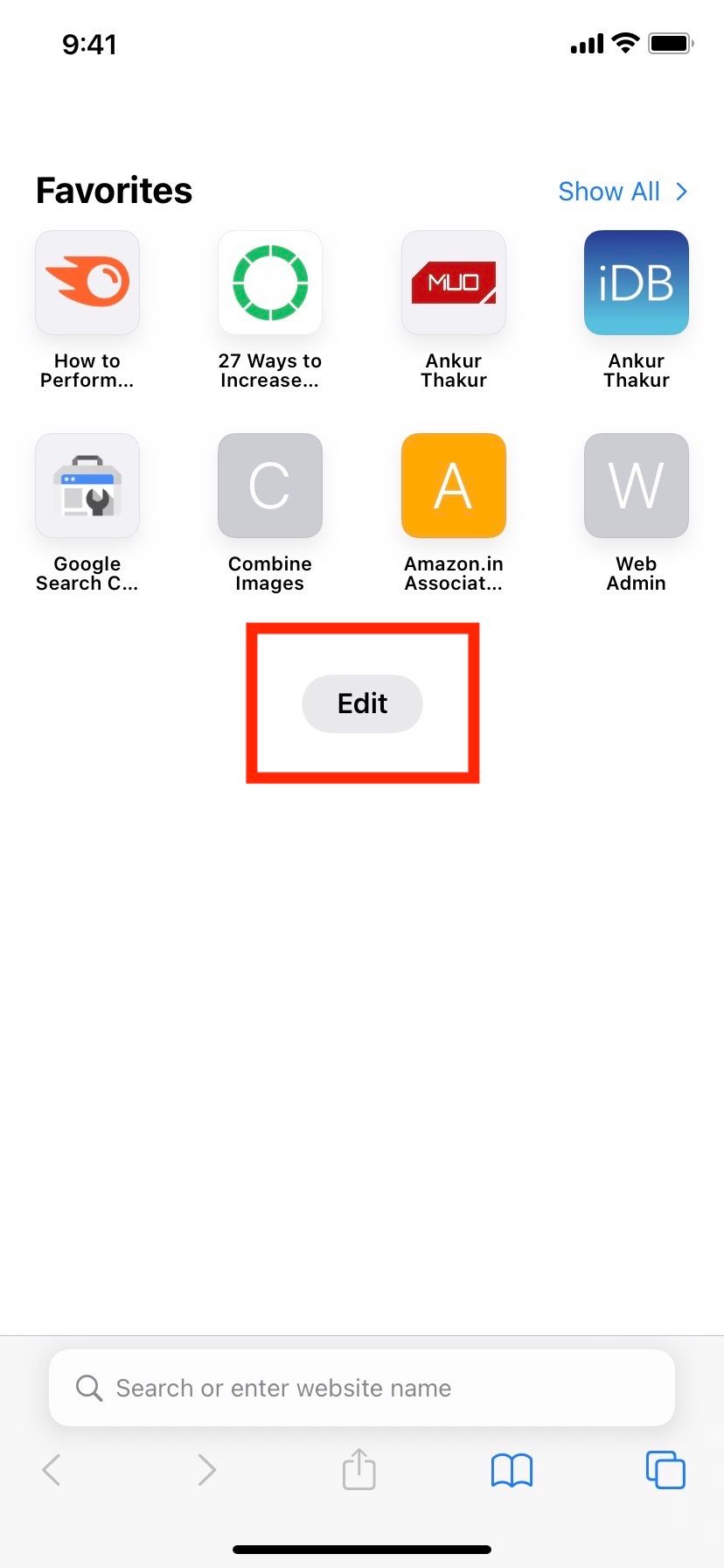 In iOS 15 Safari tap Edit