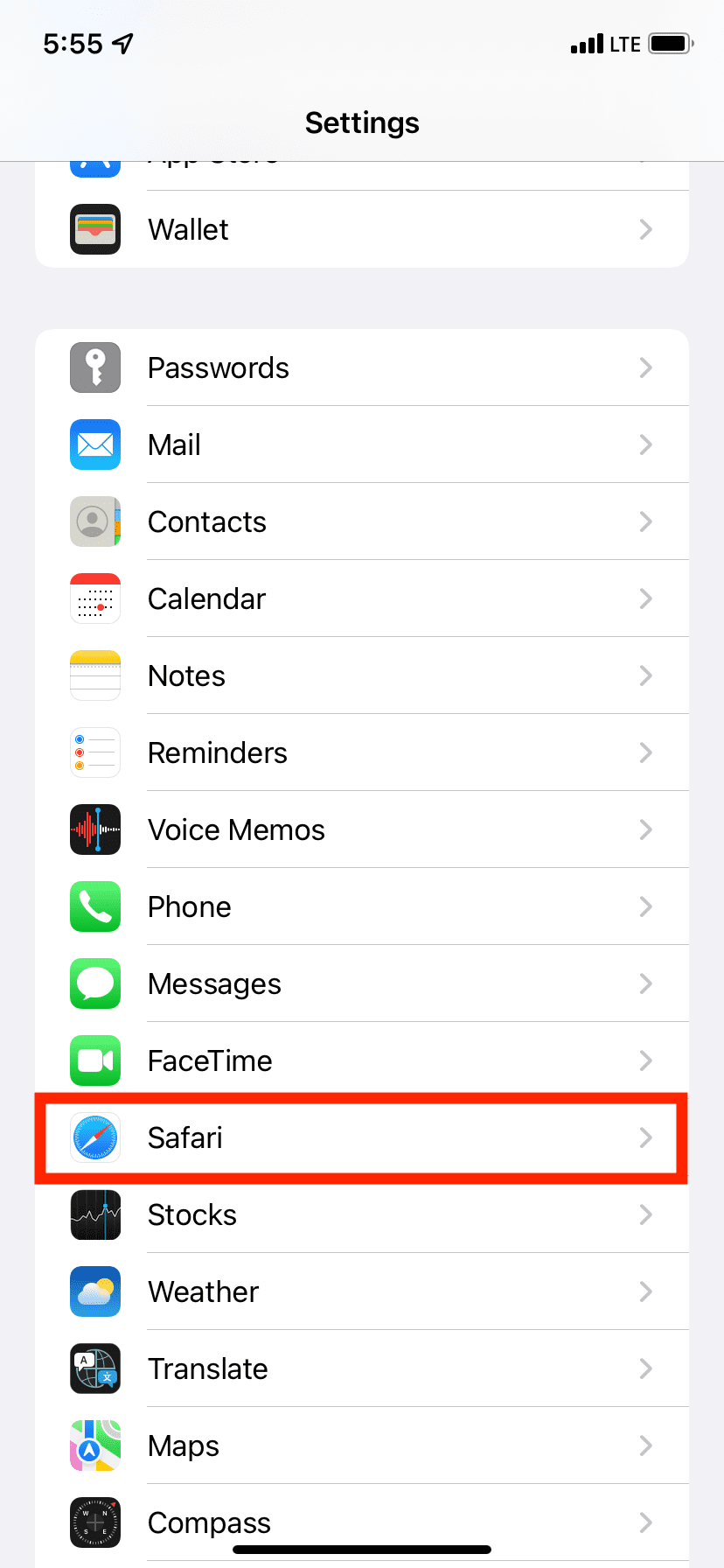In iOS 15 Settings tap Safari