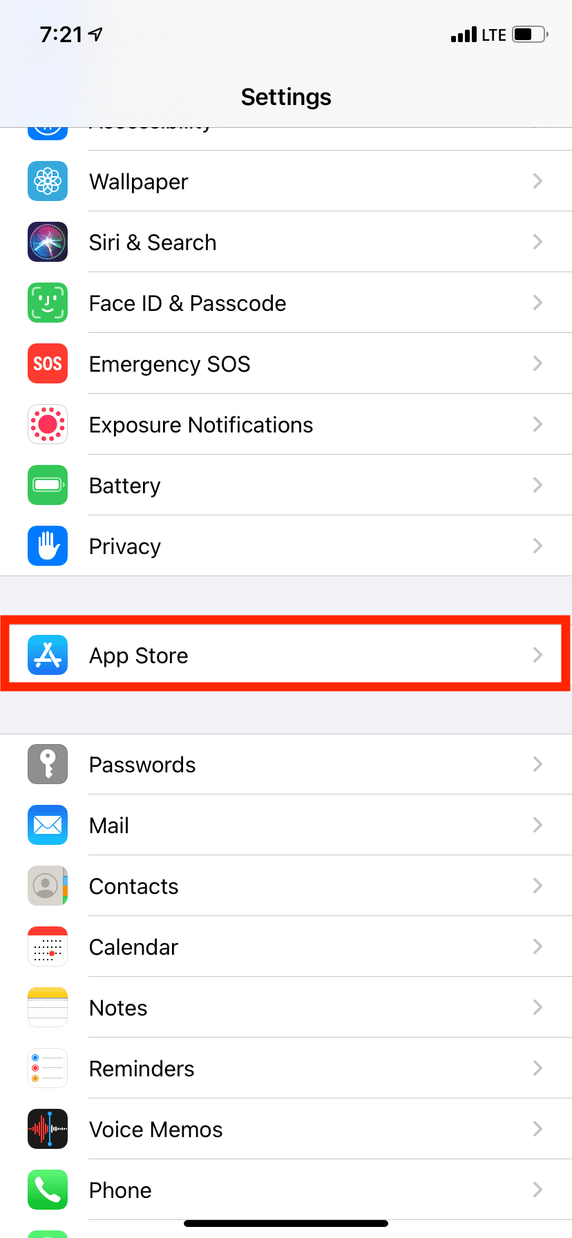 In iPhone Settings tap App Store
