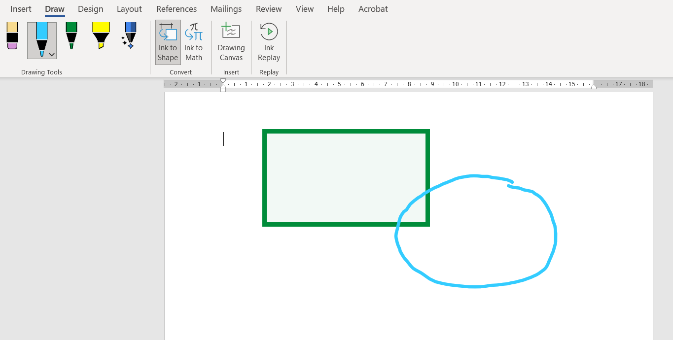 Ink to Shape Tool on Microsoft Word