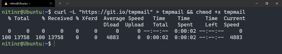 Installing tmpmail on Linux terminal