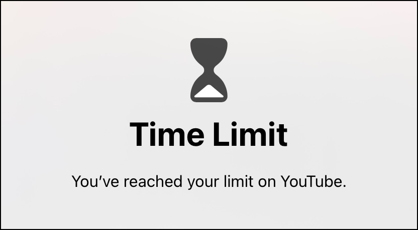 iphone screen showing that youtube app has reached its time limit - 5 modi gratuiti per bloccare YouTube sull’iPhone o sull’iPad di tuo figlio