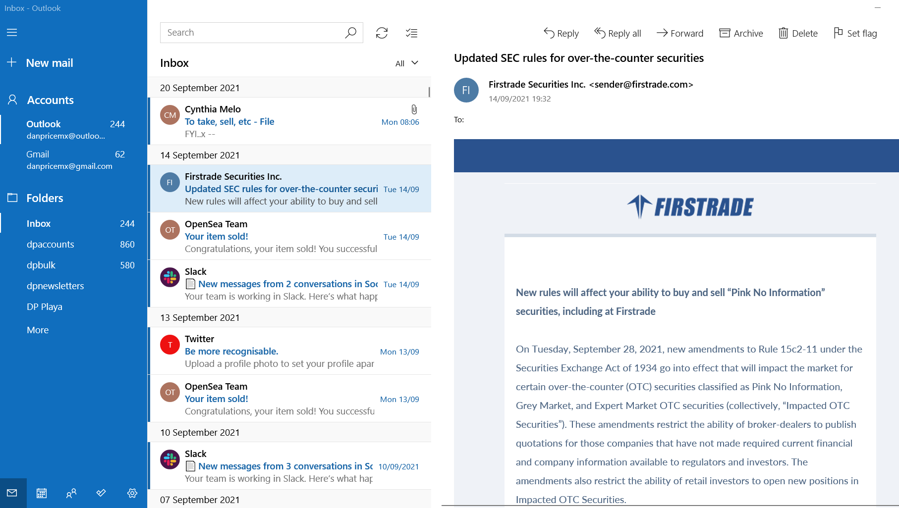 The Mail app in Windows 10