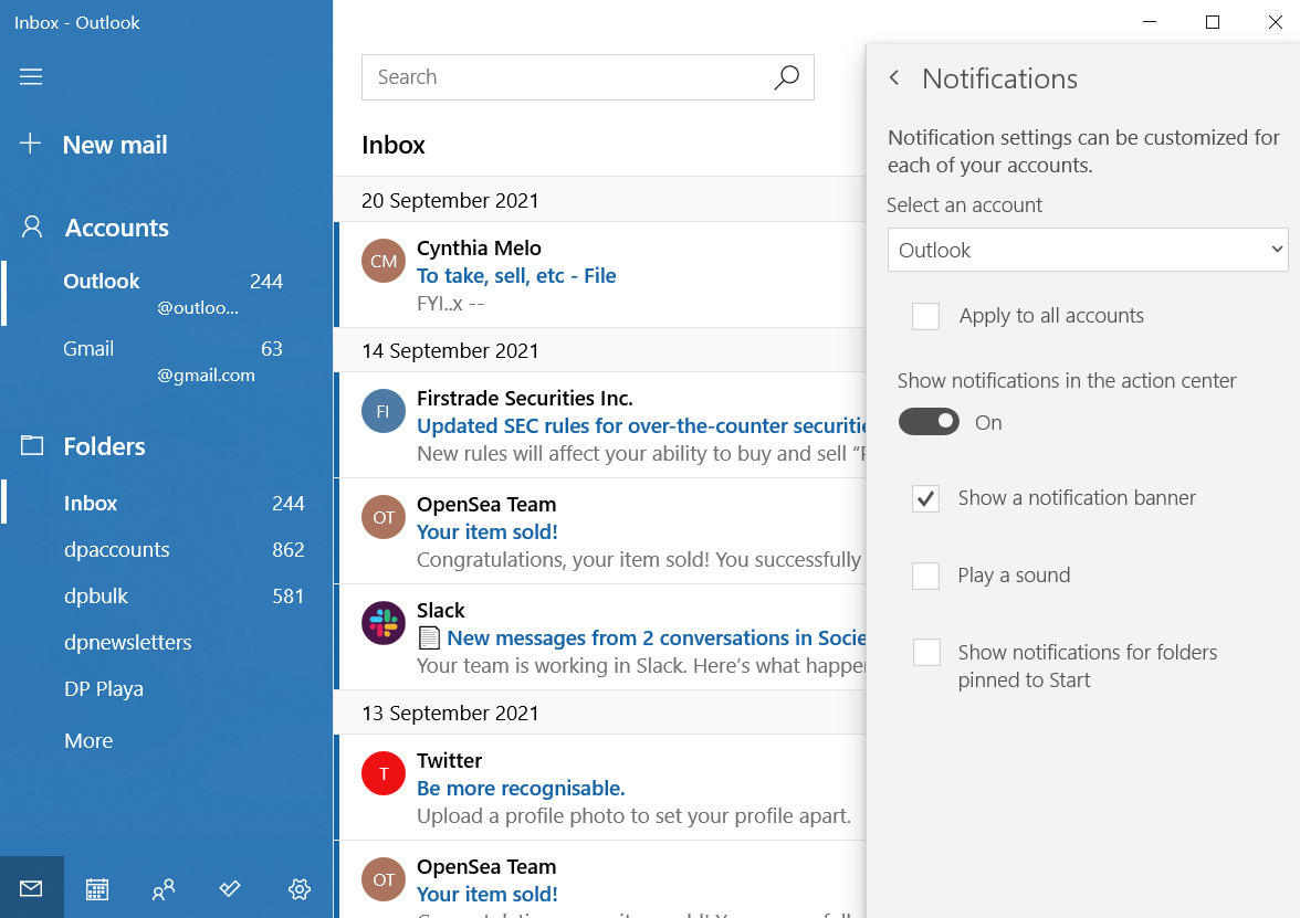 mail notifications - Come disattivare le notifiche di posta in Windows 10