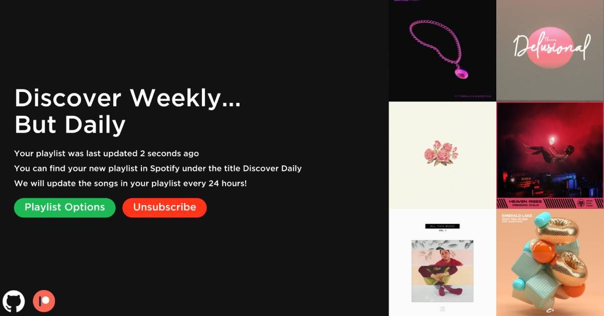 Discoverify Music is a daily version of Spotify's "Discover Daily" playlist of recommendations
