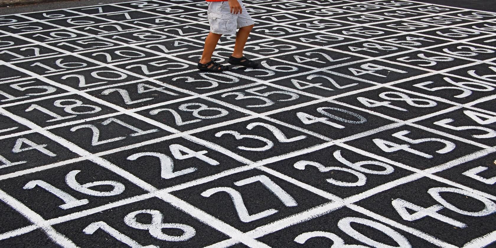 chalked number grid on ground