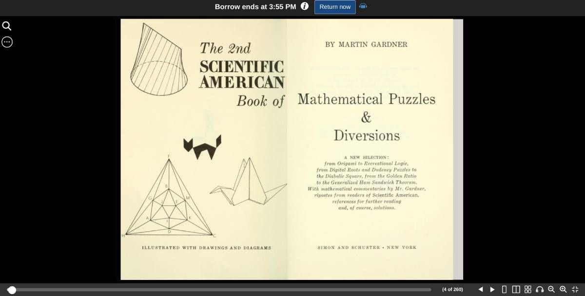 Martin Gardner, the godfather of math puzzles, has his books and best columns of Mathematical Games in Scientific American available on Open Library