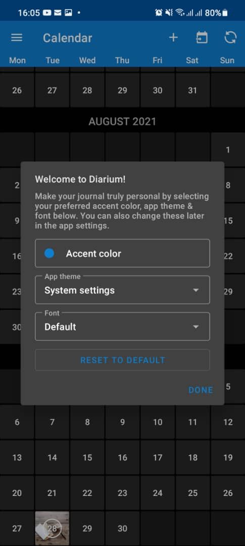 Screenshot of app for gratitude journaling