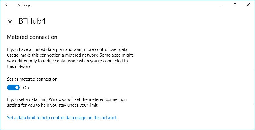 metered connection windows 10