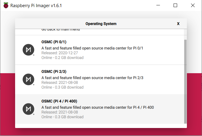 Install OSMC on a Raspberry Pi 4