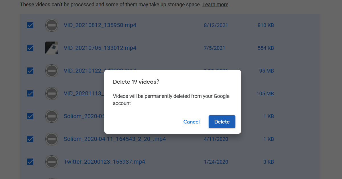 Delete files from Google Drive
